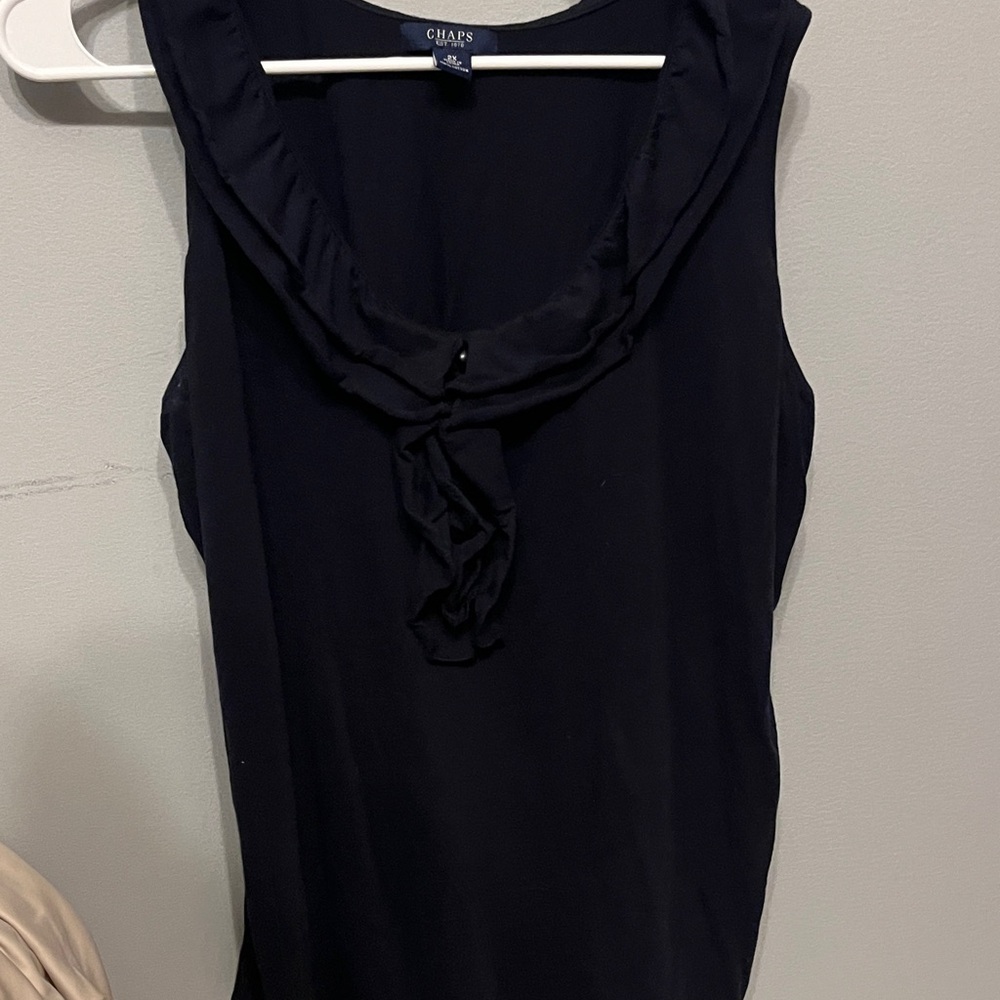 Chaps Women's Elegant Navy Blue Sleeveless Blouse